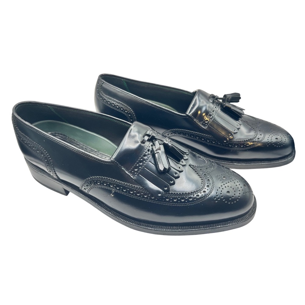 Florsheim Imperial Mens Black Leather Wingtip Kiltie Tassel Loafers Size 8‎ EUC